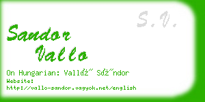 sandor vallo business card